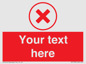 Custom red background, red cross in circle sign